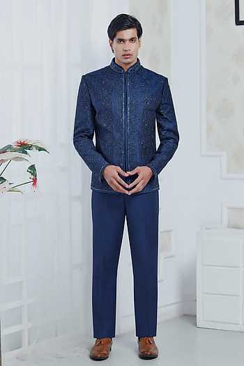 Cutdana Embroidered Bandhgala & Pant Set