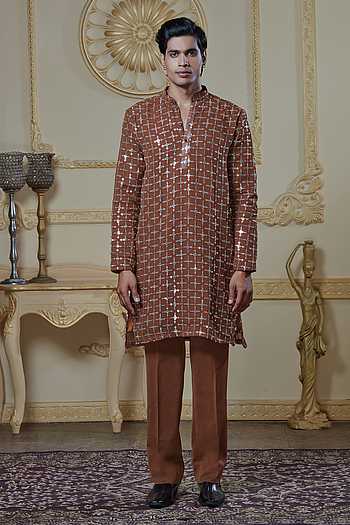 Sequin Embroidered Kurta & Pant Set