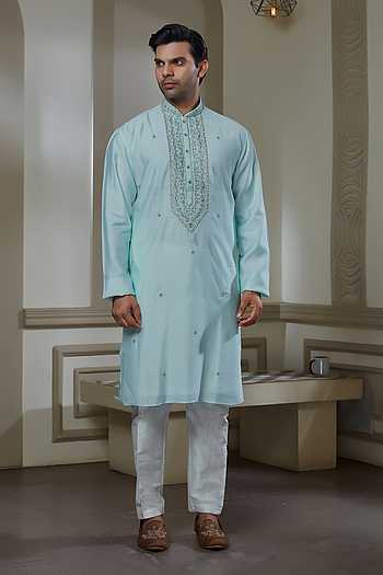 Thread Work Chanderi Kurta & Pant Set