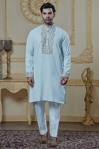 Thread Work Chanderi Kurta & Pant Set