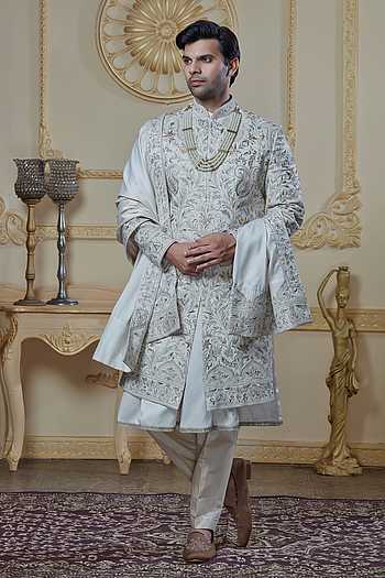 Threadwork Silk Sherwani Set