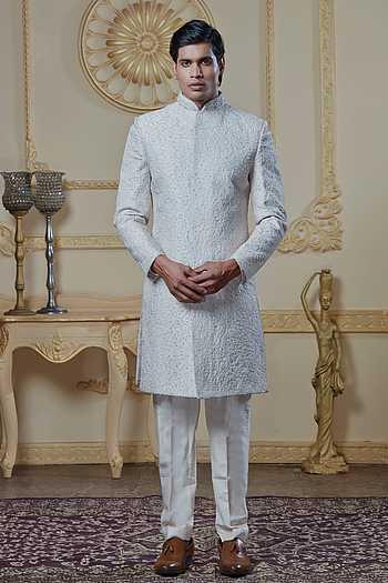 Embroidered Silk Sherwani Set