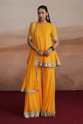 Mishka Flared Short Kurta Sharara Set