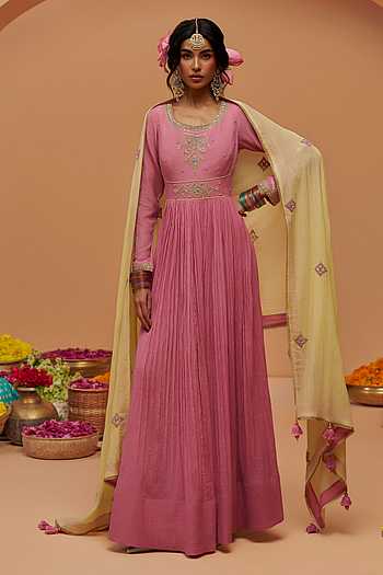 Hand Embroidered Anarkali & Dupatta Set
