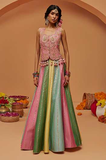 Embroidered Blouse & Skirt Set