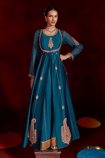 Badla Chanderi Anarkali & Silk Chanderi Jacket Set