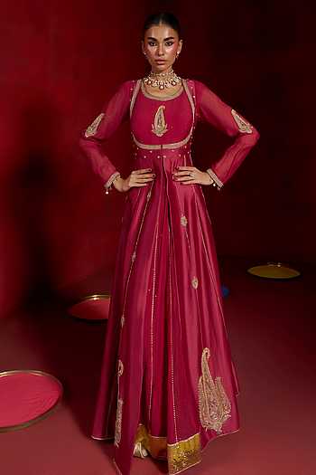 Embroidered Anarkali & Jacket Set