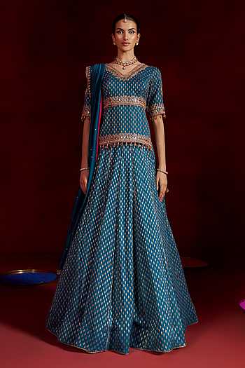 Mirror Work Blouse Lehenga Set