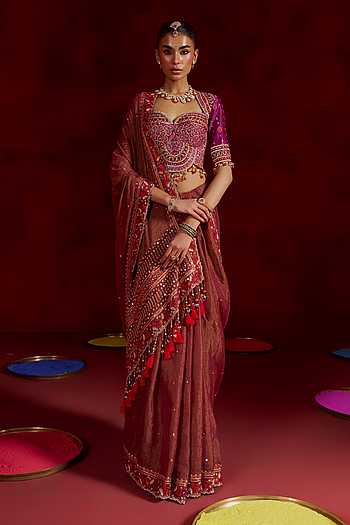 Hand Embroidered Saree With Blouse