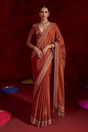 Hand Embroidered Saree With Blouse