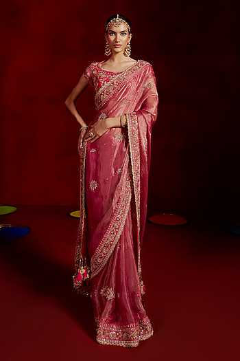 Hand Embroidered Saree With Blouse