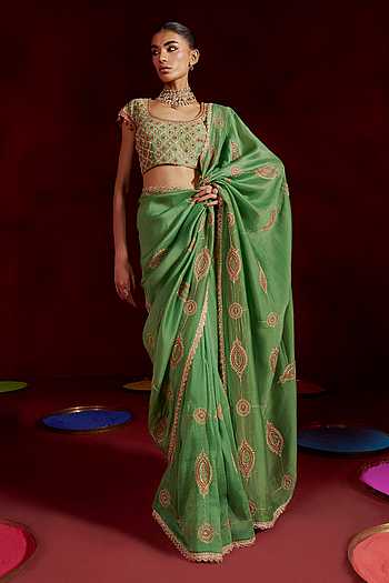 Hand Embroidered Saree With Blouse