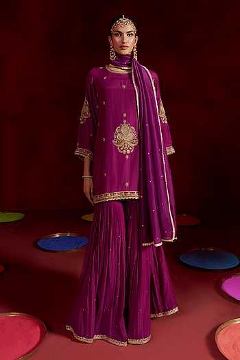 Hand Embroidered Kurta Sharara Set