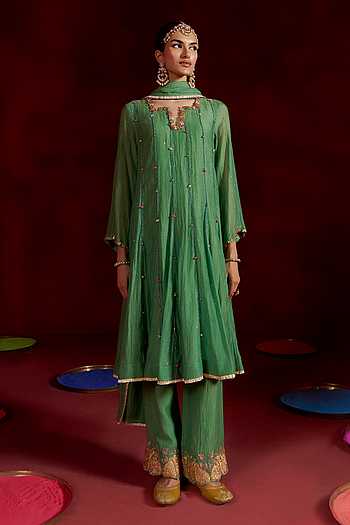 Panelled Embroidered Anarkali Set