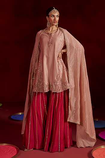 Embroidered Kurta Sharara Set
