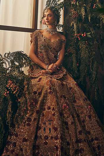 Golden Bridal Frame Lehenga Set