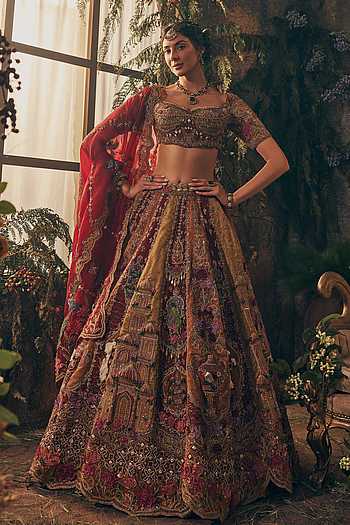 Mughal Pattern Embroidered Lehenga Set