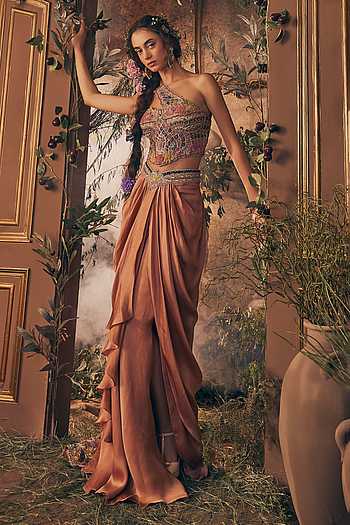 Story Telling Embroidered Blouse Skirt Set