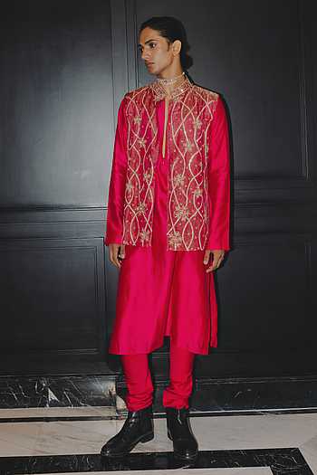 Embroidered Bundi & Kurta Set