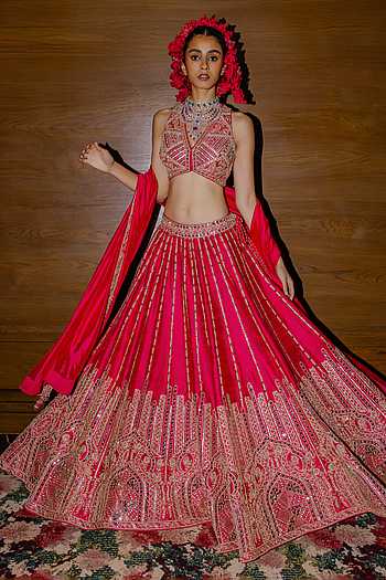Embroidered Blouse Lehenga Set