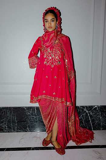 Embroidered Short Anarkali Skirt Set