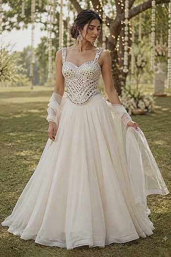 Mirror Work Corset Lehenga Set
