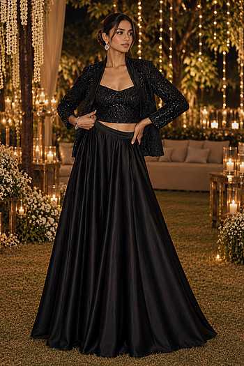 Embroidered Jacket Skirt Set