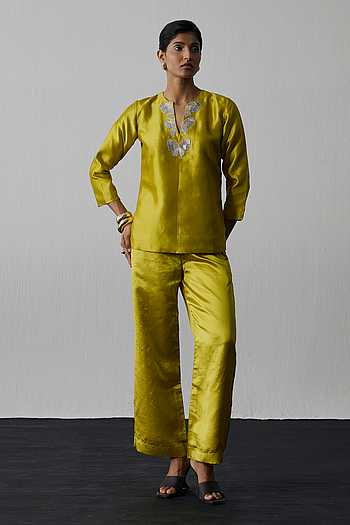 Embroidered Top & Pant Set