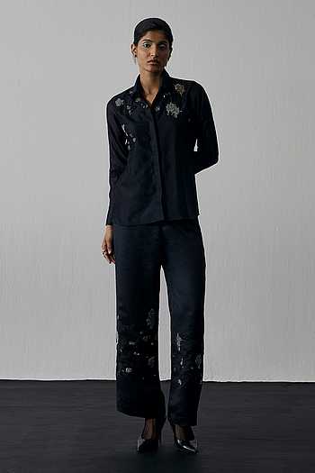 Abstract Embroidered Shirt & Pant Set