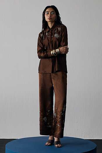 Abstract Embroidered Shirt & Pant Set