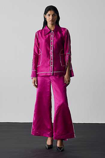 Lines Embroidered Shirt & Pant Co-Ord Set