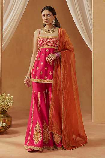 Najma Silk Chanderi Embroidered Kurta Set