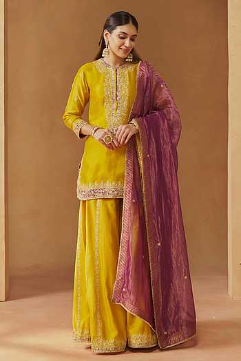 Fadiya Embroidered Kurta Sharara Set