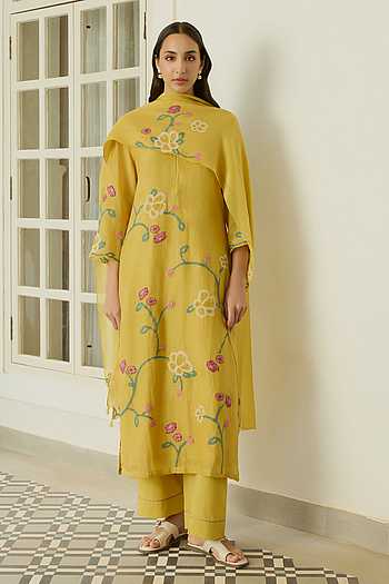 Marigold Floral Applique Kurta Set