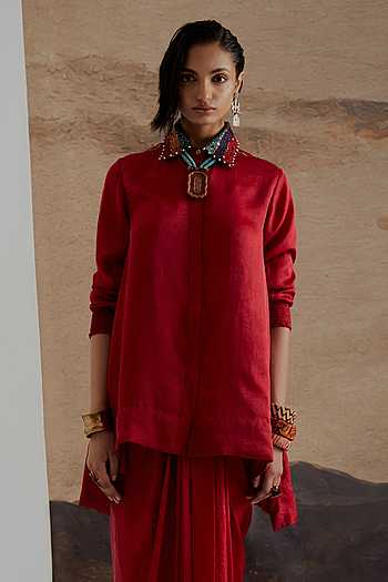 Atri Embroidered Collar Straight Shirt