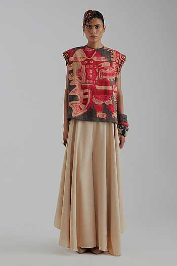 Bulan Printed Boxy Top & Skirt Set