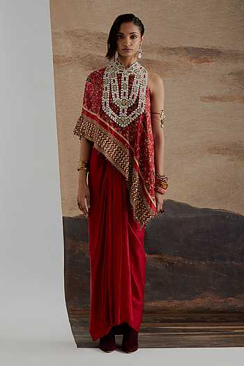 Rasa One Shoulder Top & Draped Skirt Set