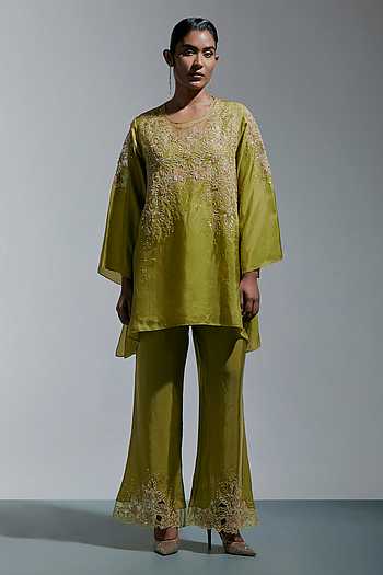 Silk Embroidered Kurta & Pant Set