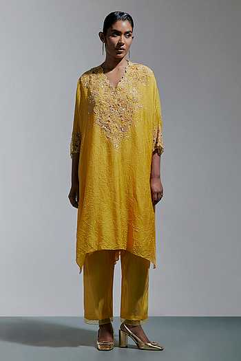 Embroidered Kaftan & Pant Set
