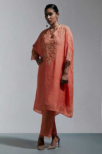 Embroidered Kaftan With Pant