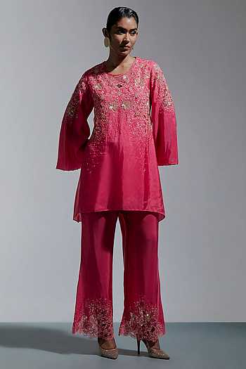 Embroidered Straight Kurta & Pant Set