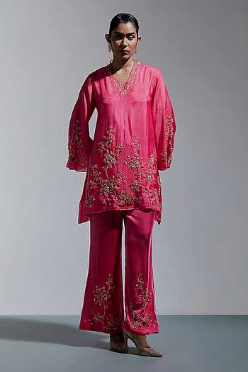 Embroidered Straight Kurta & Pant Set