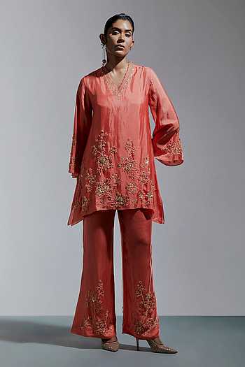 Embroidered Straight Kurta & Pant Set