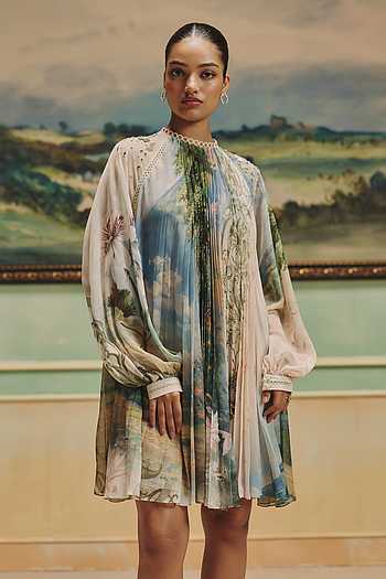 Veinna Aquarelle Pleated Dress