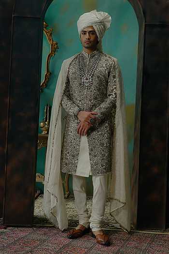 Shringara Silk Embroidered Achkan Set