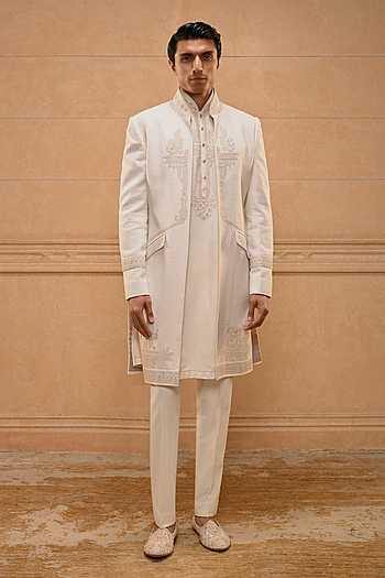 Temple Motif Open Sherwani Set