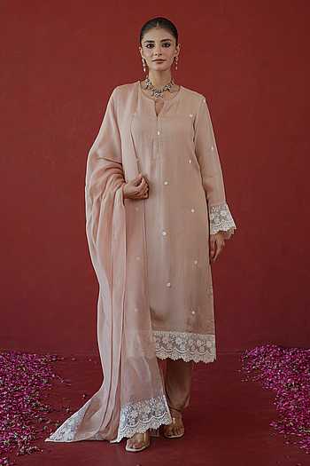 Embroidered Silk Kurta Set