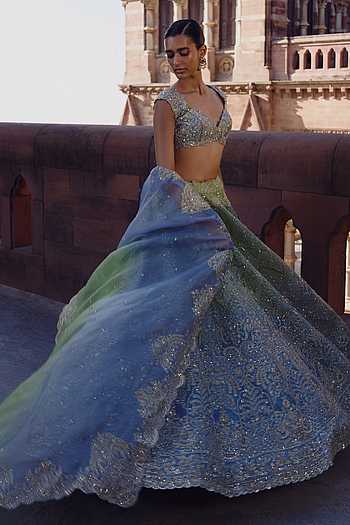 Ombre Crystal Work Lehenga Set