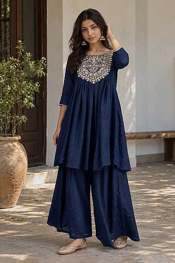 Embroidered Anarkali With Palazzo