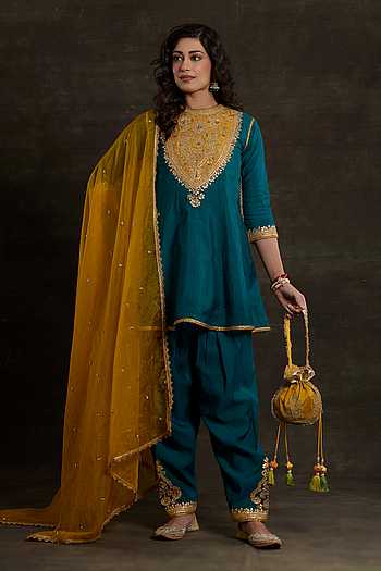 Embroidered Yoke Short Anarkali Salwar Set